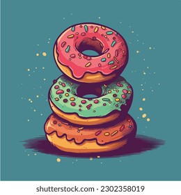 A cartoon illustration of donuts.