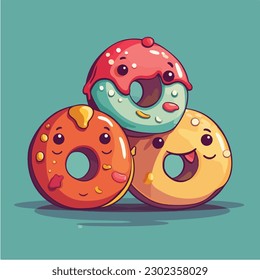 A cartoon illustration of donuts.