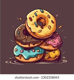 A cartoon illustration of donuts.