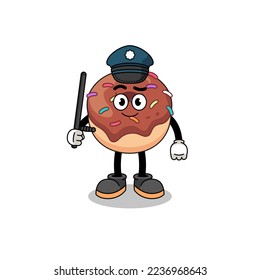 Cartoon Illustration of donuts police , character design