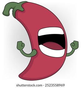 Ilustración de dibujos animados Doodle sobre el sabor de intenso picante, el personaje de chile rojo caliente se ríe a carcajadas y es arrogante