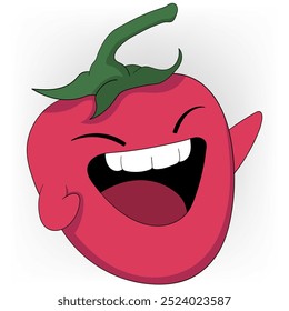 Ilustración de dibujos animados Doodle sobre el sabor de picante extremo, Red Chili se ríe a carcajadas