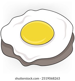 cartoon illustration doodle image object icon, roast beef with fried egg topping