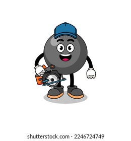 Cartoon Illustration of dot symbol as a woodworker , character design