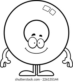 A cartoon illustration of a doughnut looking happy.