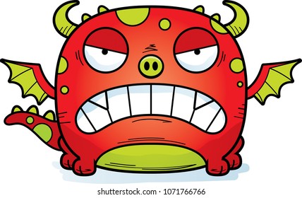 A cartoon illustration of a dragon looking angry.