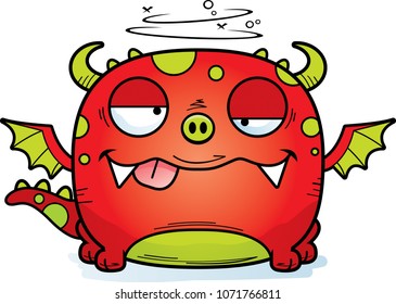 A cartoon illustration of a dragon looking drunk.