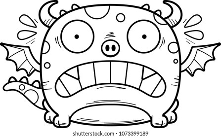 A cartoon illustration of a dragon looking scared.