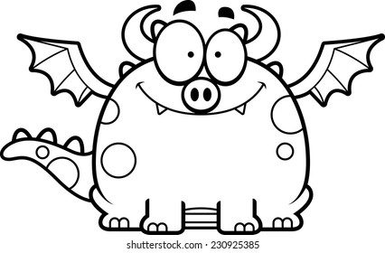 A cartoon illustration of a dragon smiling.