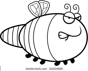 A cartoon illustration of a dragonfly with an angry expression.