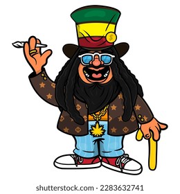 Cartoon illustration dreadlocks men