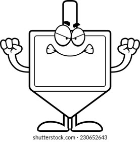 A cartoon illustration of a dreidel looking angry.