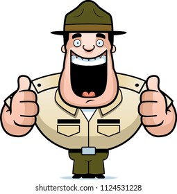 A cartoon illustration of a drill sergeant giving two thumbs up.