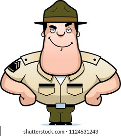 A cartoon illustration of a drill sergeant looking confident.