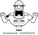 A cartoon illustration of a drill sergeant yelling and angry.