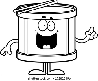 A cartoon illustration of a drum with an idea.