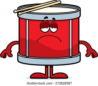 A cartoon illustration of a drum looking sad.