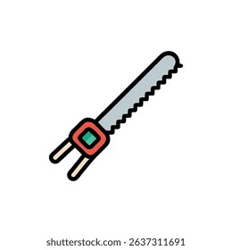 Cartoon illustration of a drywall saw against White Background