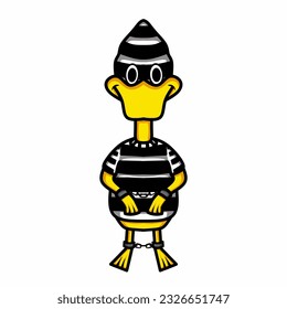 cartoon illustration of duck being criminal