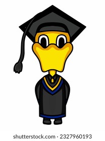 cartoon illustration of a duck being a graduate