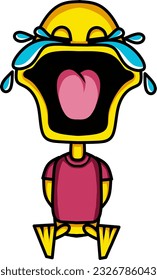 cartoon illustration of a duck crying