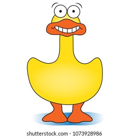 A cartoon illustration of a duck smiling. (vector)