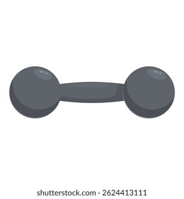 Cartoon illustration of a dumbbell with a gray handle and two gray weights, isolated on a white background