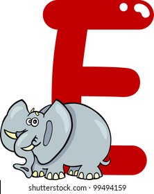 cartoon illustration of E letter for elephant