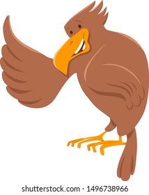Cartoon Illustration of Eagle Bird Funny Wild Animal Character