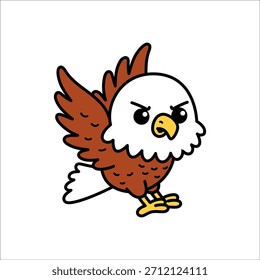 Cartoon Illustration of an Eagle Flying