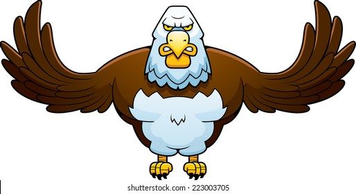 A cartoon illustration of an eagle with its wings spread.