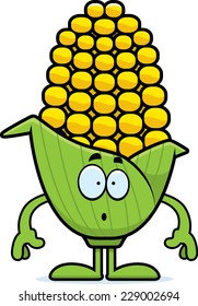 A cartoon illustration of an ear of corn looking surprised.