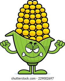 A cartoon illustration of an ear of corn looking angry.