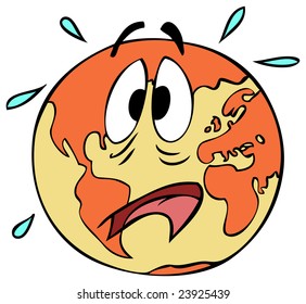 Cartoon Illustration Earth Threatened By Global Stock Vector (Royalty ...