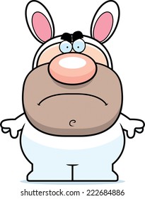 A cartoon illustration of the Easter Bunny with an angry expression.