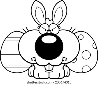 A cartoon illustration of the Easter Bunny with an angry expression.