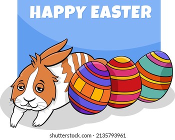 Cartoon illustration of Easter Bunny character with Easter eggs