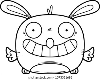 A cartoon illustration of an Easter bunny chick looking happy.