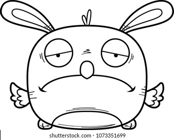 A cartoon illustration of an Easter bunny chick looking sad.