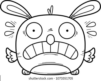 A cartoon illustration of an Easter bunny chick looking scared.