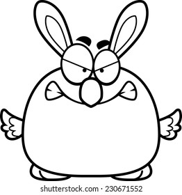 A cartoon illustration of an Easter bunny chick looking angry.