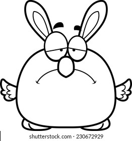 A cartoon illustration of an Easter bunny chick looking sad.