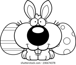 A cartoon illustration of the Easter Bunny happy and smiling.