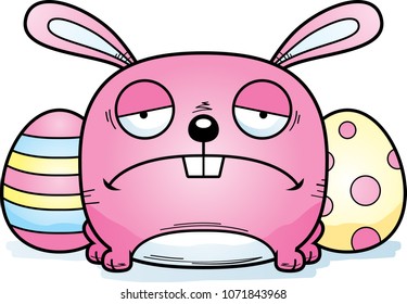 A cartoon illustration of the Easter Bunny looking depressed.