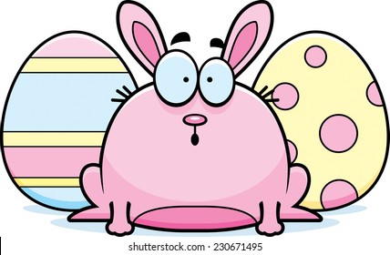 A cartoon illustration of the Easter Bunny looking surprised.
