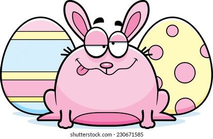 A cartoon illustration of the Easter Bunny looking intoxicated.