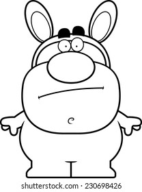 A cartoon illustration of the Easter Bunny looking bored.