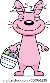 A cartoon illustration of the Easter Bunny looking drunk.
