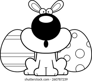 A cartoon illustration of the Easter Bunny looking surprised.