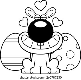 A cartoon illustration of the Easter Bunny with an in love expression.